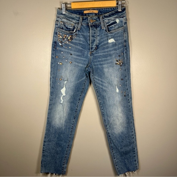 Joe’s Jeans The Smith High Rise Straight Ankle Studded Jeweled Denim Size 26 - Picture 1 of 10